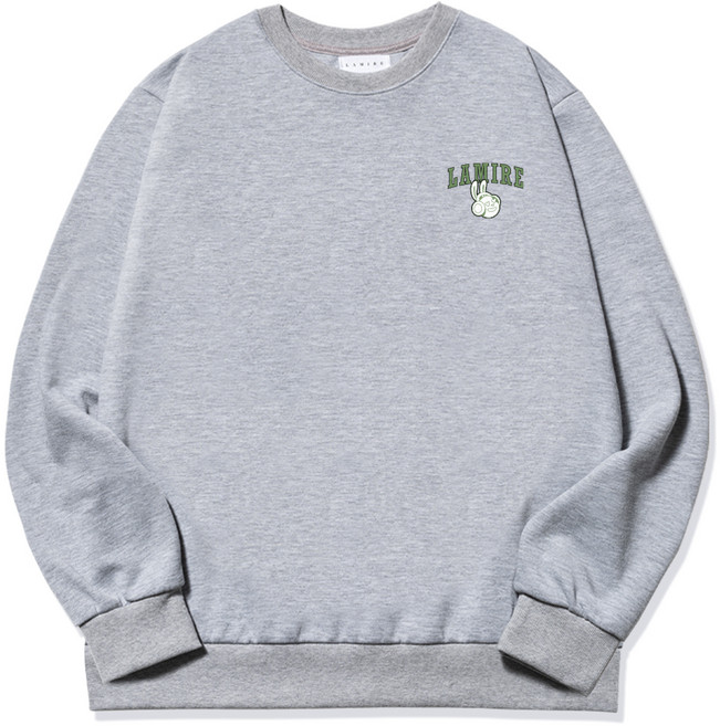 라미르 여성용 헤드셋 토끼 스몰로고 오버핏 소프트 맨투맨 티셔츠