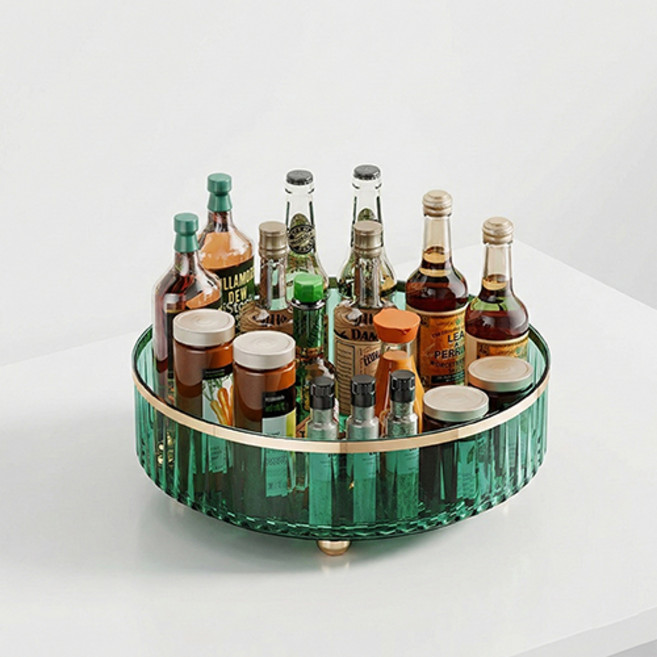 데일로그 클리어 회전 수납 트레이 다용도 정리함, 그린, 1개