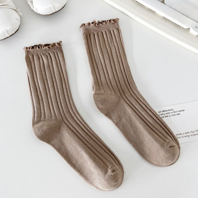 마켓피아 여성용 단색 스트라이프 패션 발목 양말 2켤레