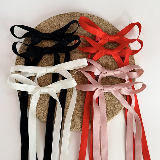 비솔 리본 롱테일 집게핀 4종 x 2p 세트