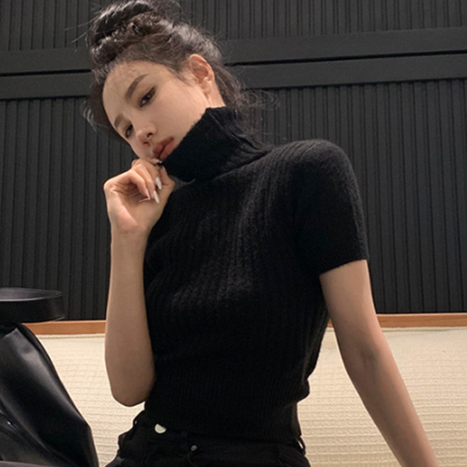 PEONIST 女款New Spice短版針織短袖高領衫