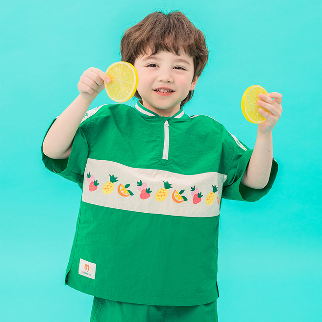 멜리코코 아동용 냉감 통기성 썸머 프루티 베어 아노락 집업