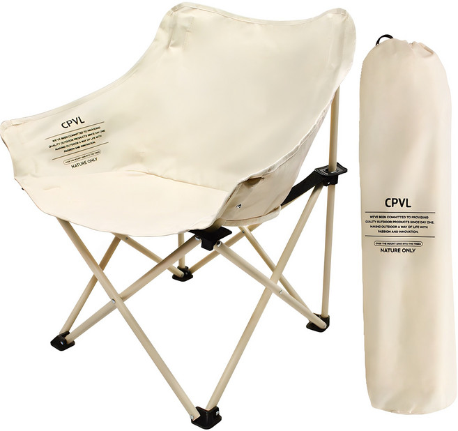 CAMP VILLAGE Milky Way 折疊露營椅 + 收納袋套組, 1個, 象牙白