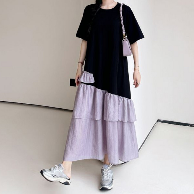 페이퍼먼츠 라일락 캉캉 루즈핏 롱 여름 원피스 10520 빅사이즈 포함