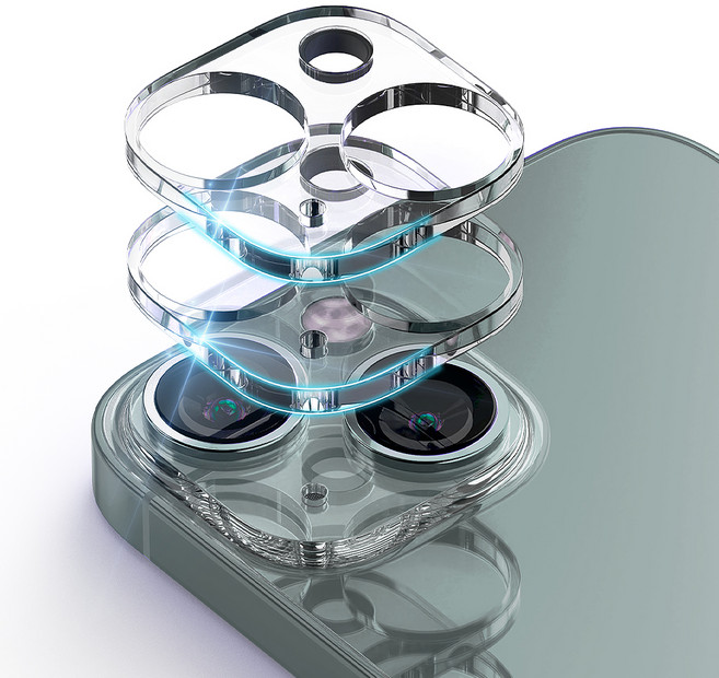 구스페리 빛번짐 방지 에어가드 풀커버 카메라 강화유리 2p 세트 클리어, 1세트