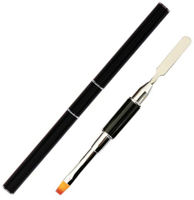 네일 스파츌라 듀얼브러쉬 일자형, 혼합색상, 1개