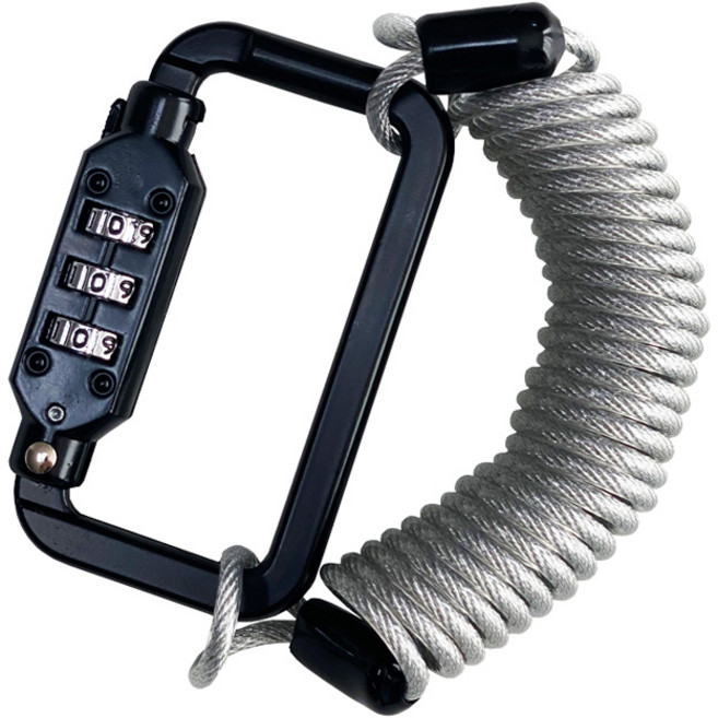 트래블큐브 도난방지 안전카라비너 + 코일케이블 1.5m, 1세트