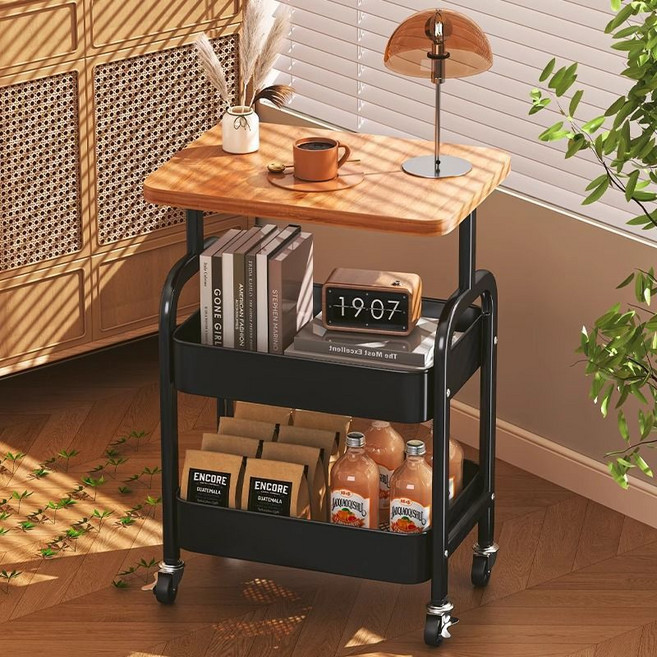 예은홈시스 우드 사이드 이동식 수납함, 블랙, 1개