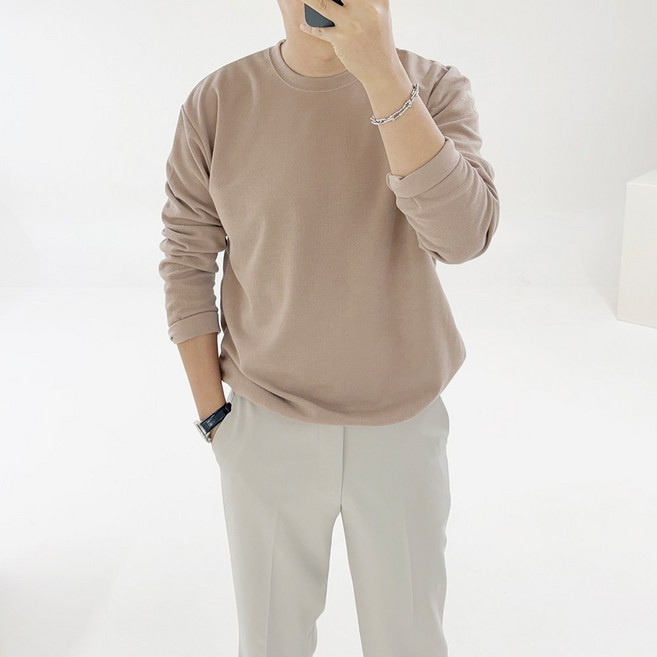 아도르클래식 남성용 노엘 라운드넥 맨투맨 데일리 긴팔 티셔츠