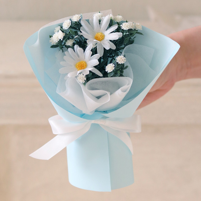 센트바스켓 조화 납골당 안개 미니꽃다발, 데이지스카이, 1개
