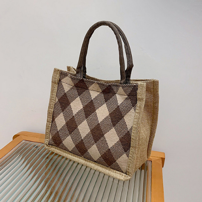 알로데 아가일 패턴 라탄 가방