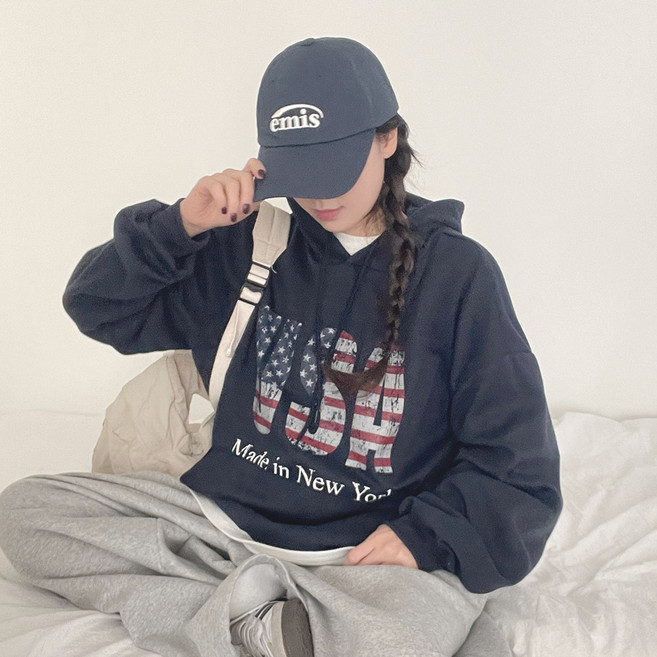 With Huilin 裂紋寬鬆連帽衫