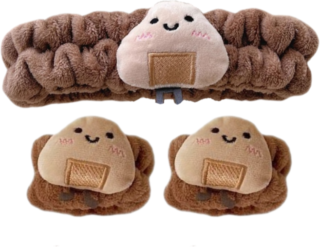 다정다감 캐릭터 세안 헤어밴드 19 x 5 cm + 손목밴드 2p, 주먹밥, 1세트