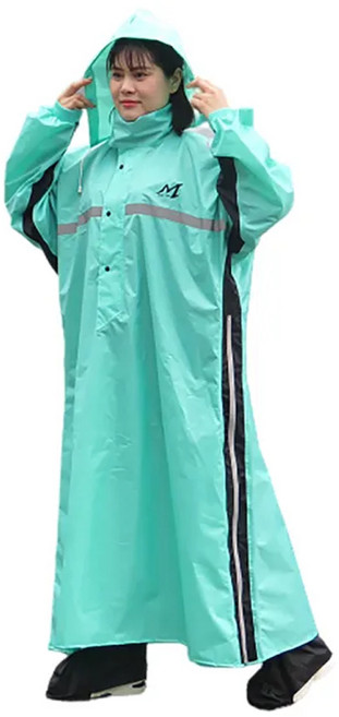 Moto cap 鈦鴻 太空套頭半開連身雨衣 雙側開 可加大 可背包 M305, 湖綠色