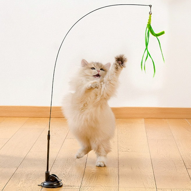 둥둥펫 고양이 강아지풀 고정식 롱 낚시대, 혼합색상, 1개