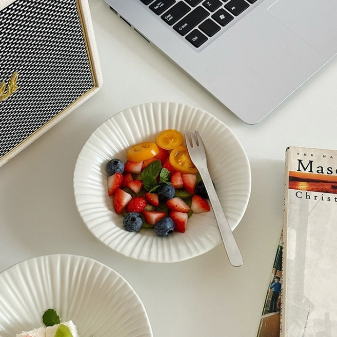 파라주니 모던 도자기 샐러드 디저트볼 HJ1375, 화이트, 1개