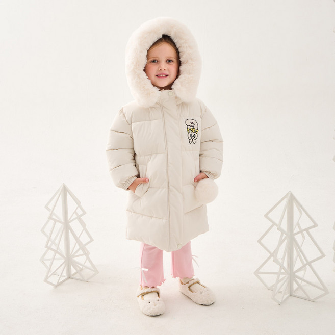 뉴키즈온 밀크마일 에스더버니 여아용 플라워 크림 버니 웰론 롱 코트