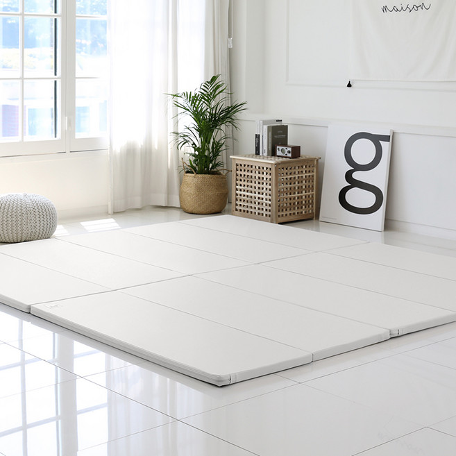 본베베 유아용 거실 5단 항균 폴더매트, 퓨어라이트크림