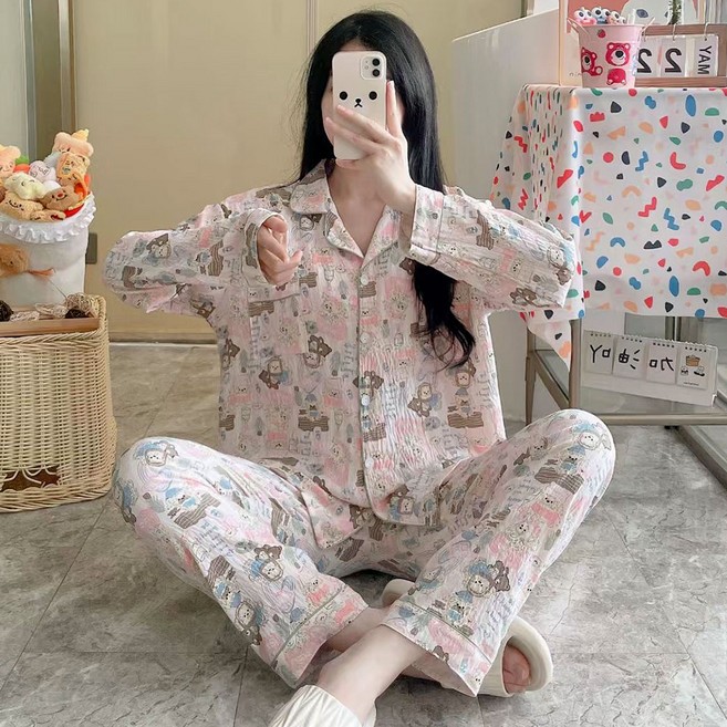 AnotherD 女款Home Sweet長袖睡衣上衣+下身套裝