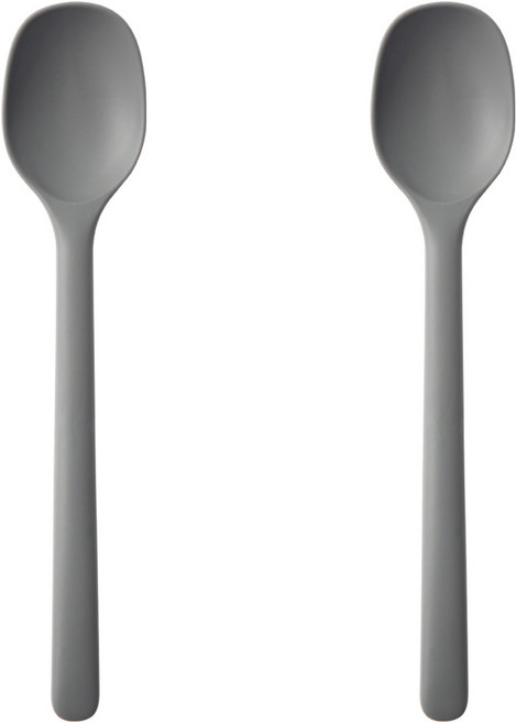 이지실리 스퀘어 실리콘 어린이 디저트 스푼, 딥그레이, 2개