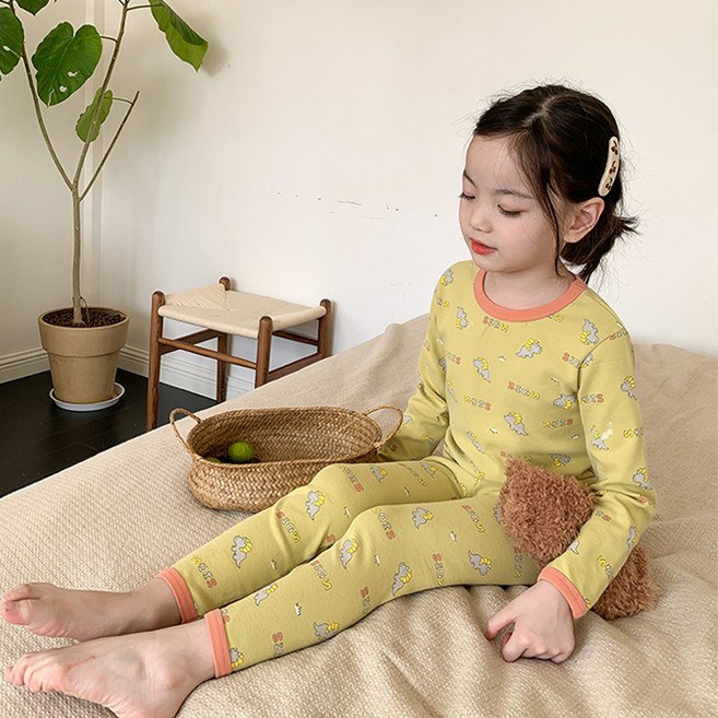 HARAROI 兒童灰色恐龍長袖居家服上下套裝