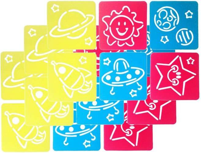 소형 스텐실판 6종 세트, 우주, 3세트