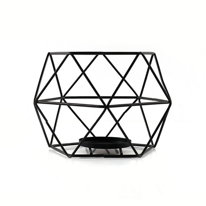 메탈 육각 인테리어 캔들홀더 RD_748, 블랙