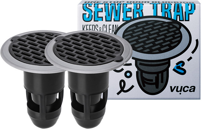 뷰카 원스탑 냄새차단 하수구 트랩 2p, 블랙