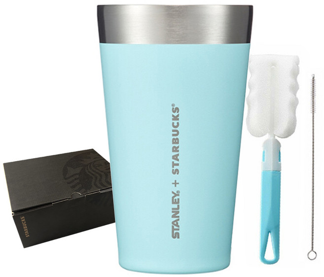 STARBUCKS 星巴克 粉彩史丹利品脫杯 + 清潔刷組合, 混合色, 473ml