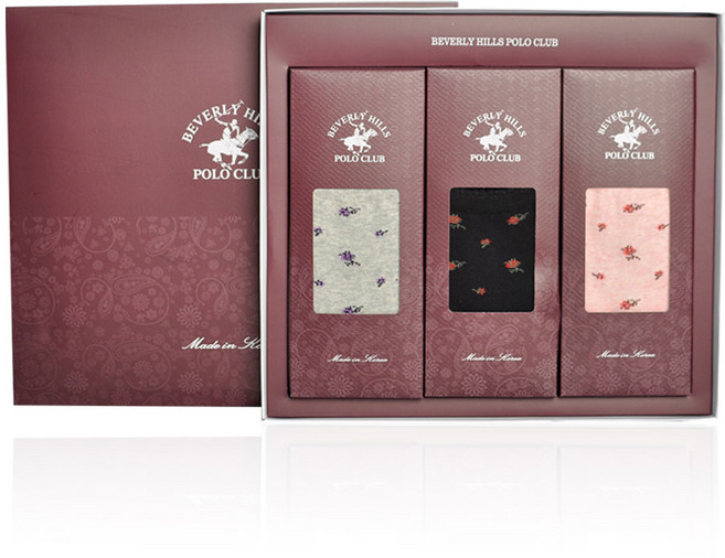 비버리힐스폴로클럽 여성용 들꽃 플라워 패션 양말 3족 세트