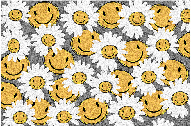 스마일 현관 코일매트, 사각 플라워, 1개