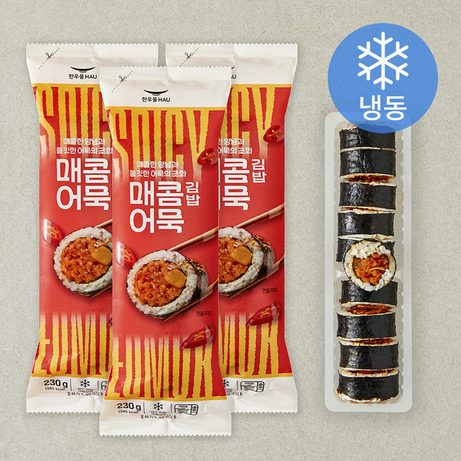 한우물 매콤어묵 김밥 (냉동), 230g, 3개