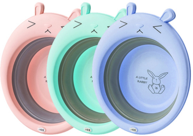 블럭마트 접이식 토끼 대야, 랜덤발송, 3개