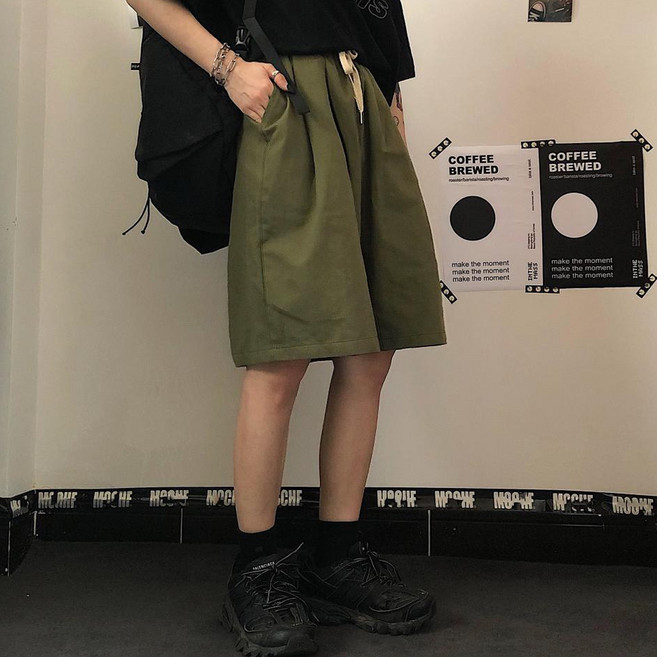ELSSO 男女通用彩色運動鬆緊帶百慕達寬版短褲