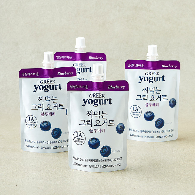 숲골 임실치즈마을 짜먹는 그릭 요거트 블루베리, 120g, 4개, 1개입