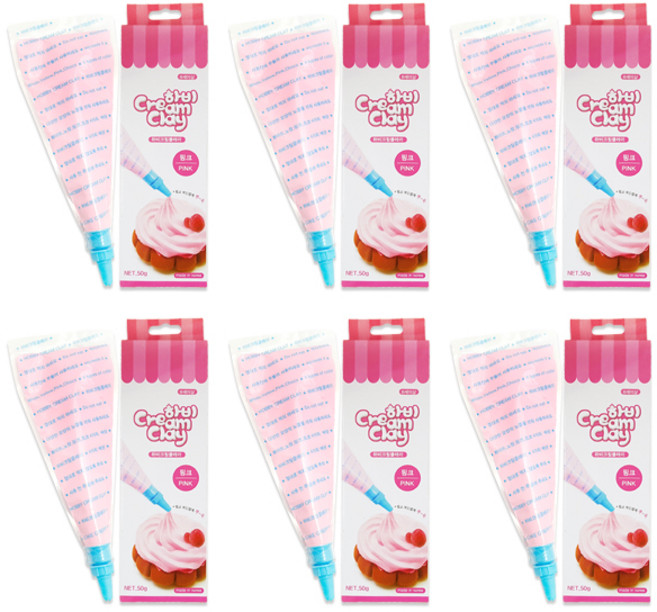 토단 하비 크림클레이 6p x 50g + 노즐 4종 x 6p 세트, 핑크(클레이), 1개