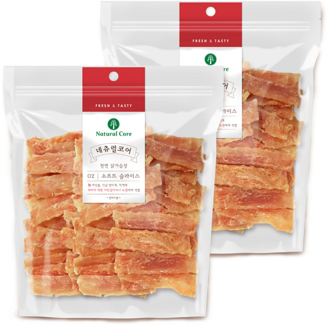 네츄럴코어 강아지 치킨 소프트 슬라이스 간식, 닭, 400g, 2개
