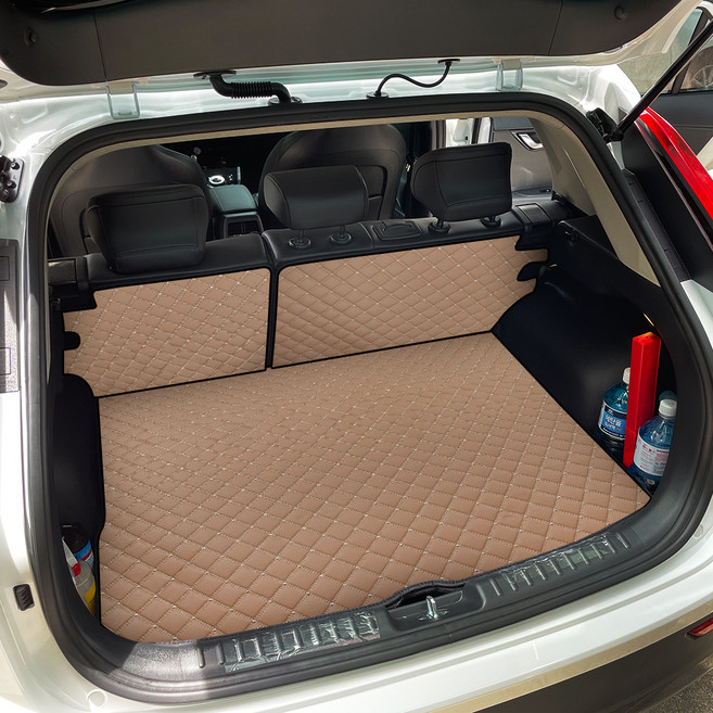 지엠지모터스 퀼팅가죽 차량용 트렁크매트 풀셋트, 올뉴니로EV 22년5월~, 새들브라운