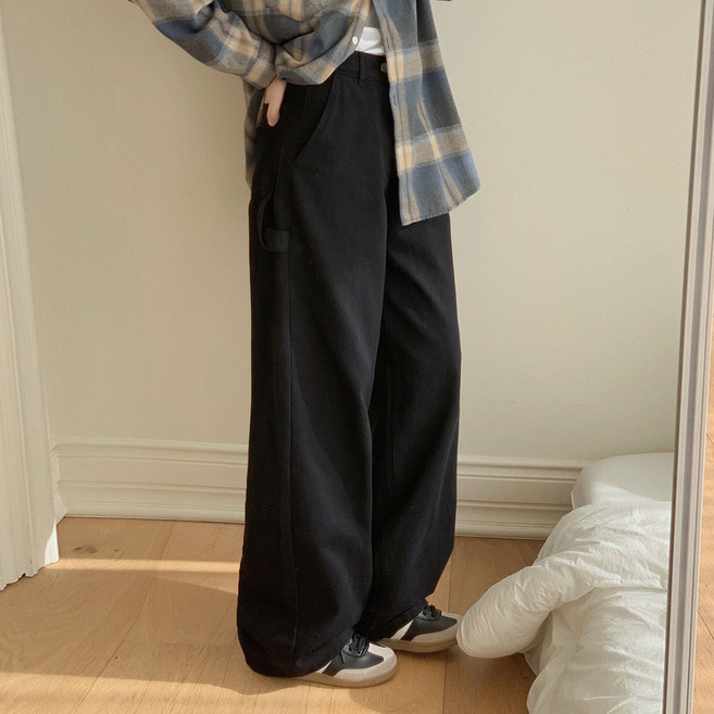 플랜데이 여성용 숏/미디움/롱 기장 푸키 포켓 세미와이드 탄탄 코튼 팬츠