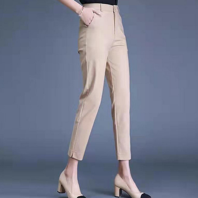 Elsso 女款腳踝開衩九分西裝大尺碼長褲