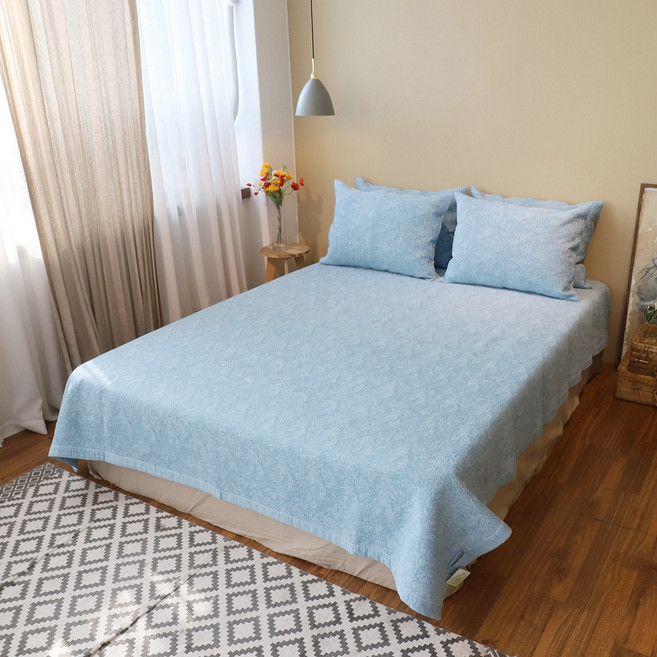 데코그램 풍기인견 충무누빔 여름 침대패드, 스카이블루
