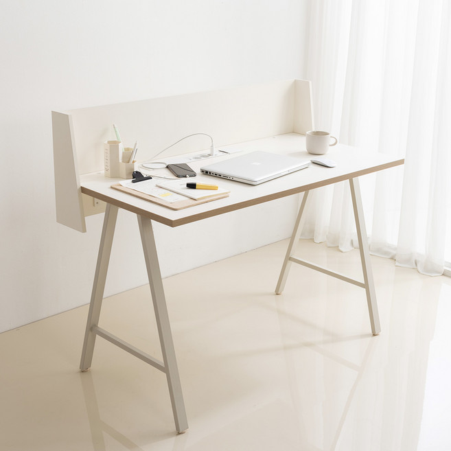 리바트 프레일 콘센트형 1200 일자책상 스크린보드형 방문설치, 화이트