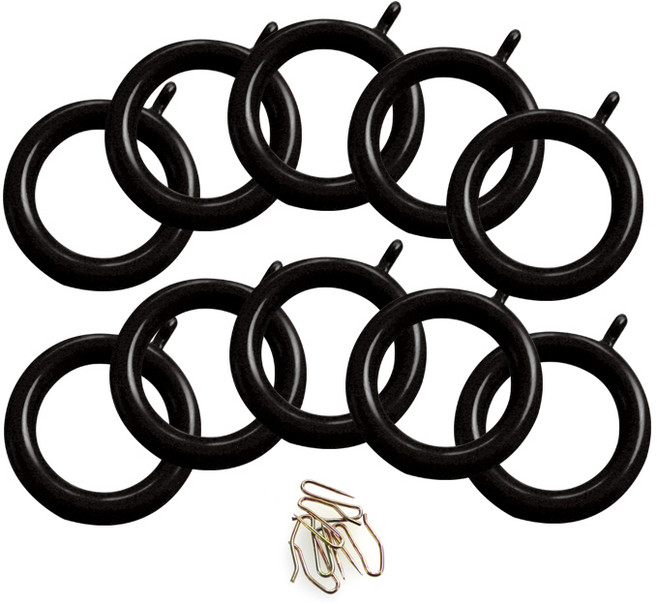 일반 커튼링 25mm + 커튼핀 10p 세트, 블랙, 1개