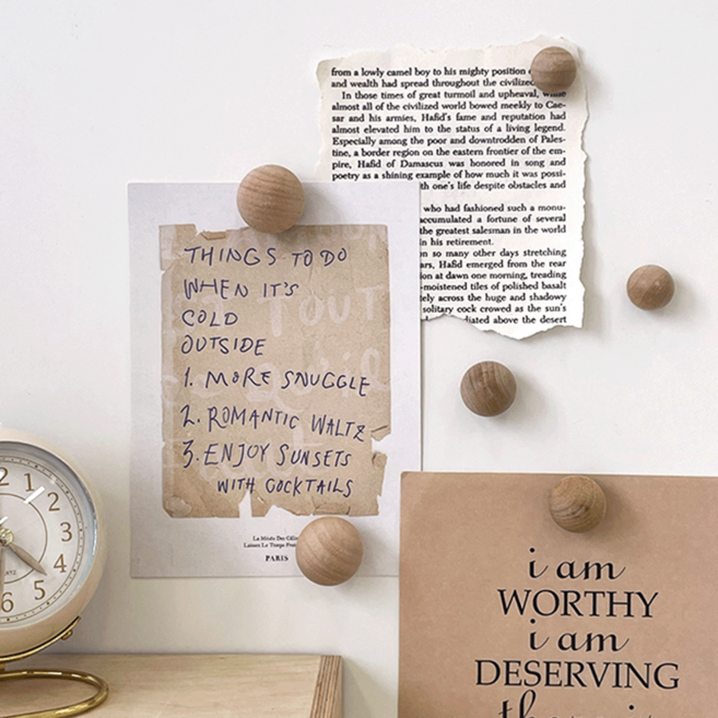 데미무드 머그 우드 냉장고 자석 6종 세트, 혼합색상