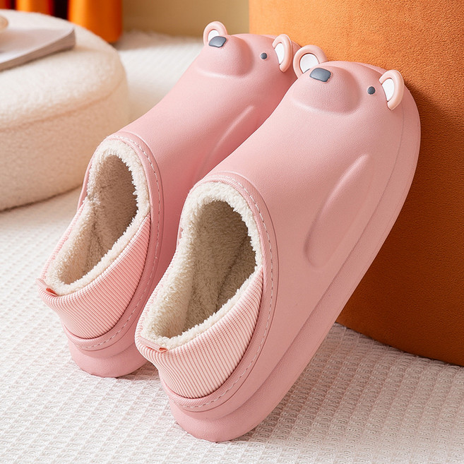 블랙누 겨울용 방수 말랑말랑 곰돌이 커플실내화