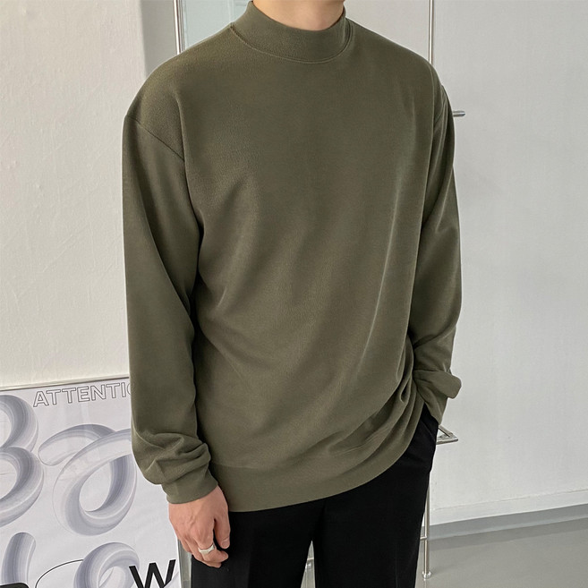 오티디 남성용 니트지 반폴라 티셔츠