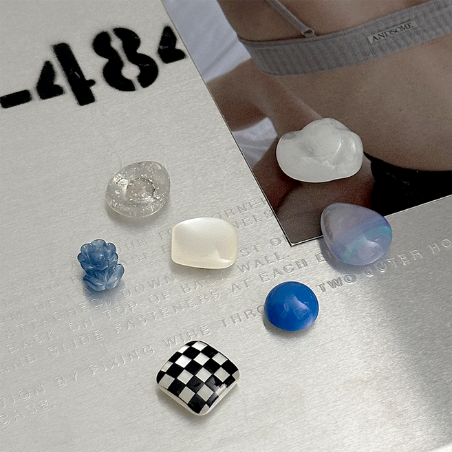 데미무드 코발트블루체크 마그넷 냉장고 자석 7종 세트, 혼합색상