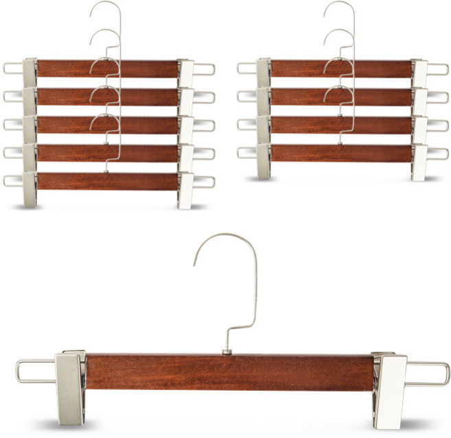 마켓플랜 월넛 심플 바지걸이, 10개