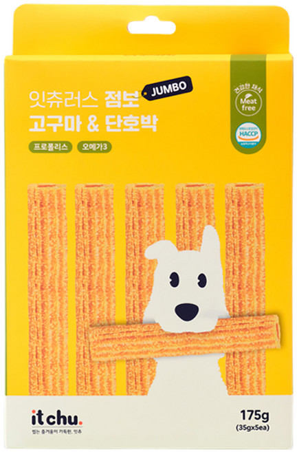 잇츄 잇츄러스 강아지 점보 덴탈껌 5개입, 1개, 175g, 혼합맛(고구마/단호박)