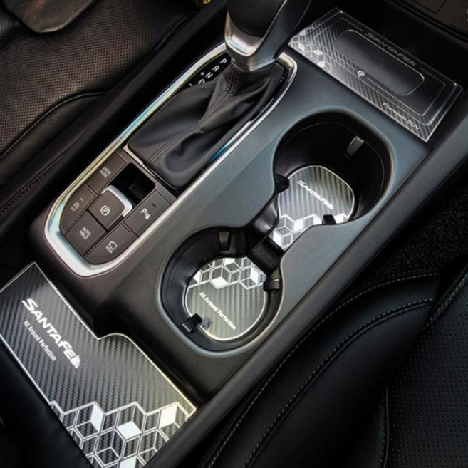 CAIMAN 金屬3D碳纖維杯架飾板 A款 (無無線充電版), 黑色, 車內飾條